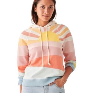 Faherty Soleil sunset hoodie 100% cotton pieced colorful art to wear women's XL